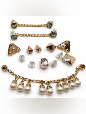 Gold-Tone Pearl & Crystal Croc-compatible shoe charm set